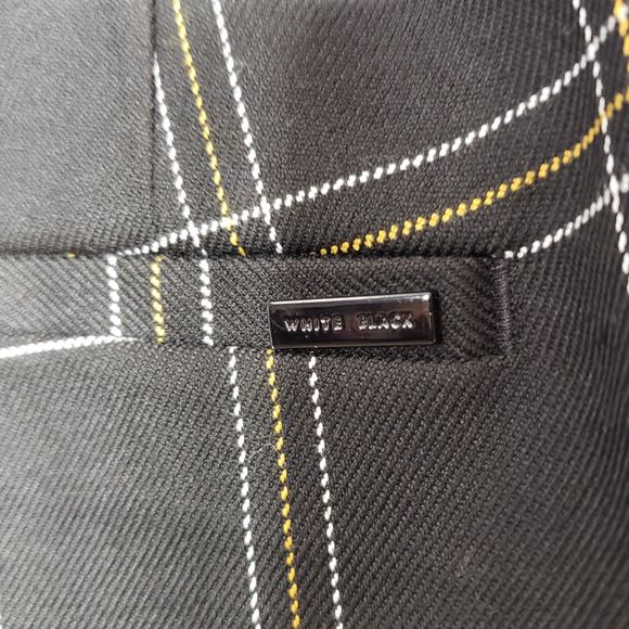NWT WHBM Slim Ankle Pant Size 10 Black, White, Marigold Plaid - Picture 7 of 14